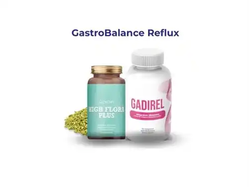 Confezione di GastroBalance Reflux con Gadirel e High Flora plus per reflusso e digestione