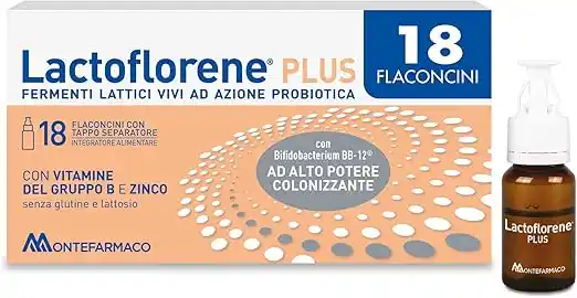 Lactoflorene Plus fermenti lattici probiotici con zinco e vitamina B 18 flaconcini per flora intestinale